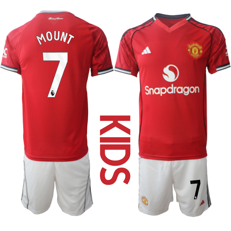 Youth 2025-2026 Club Manchester United home Red #7 Soccer Jerseys